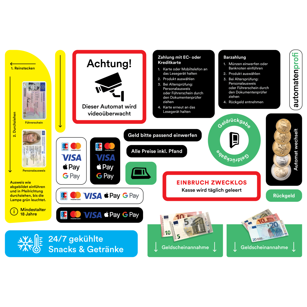 Sticker - Set Komplettset Aufkleber Automaten Folien